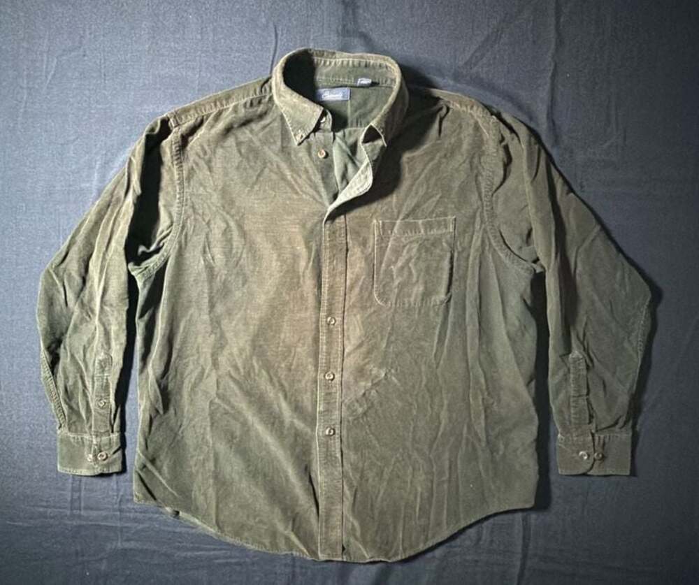 Casuals Boundins & Yorke Men's Long Sleeve Olive Green Corduroy Button Shirt XL